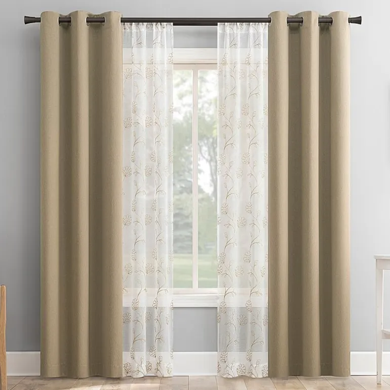 Sun Zero Arbor Embroidered Grommet Top Blackout Set of 4 Curtain Panel