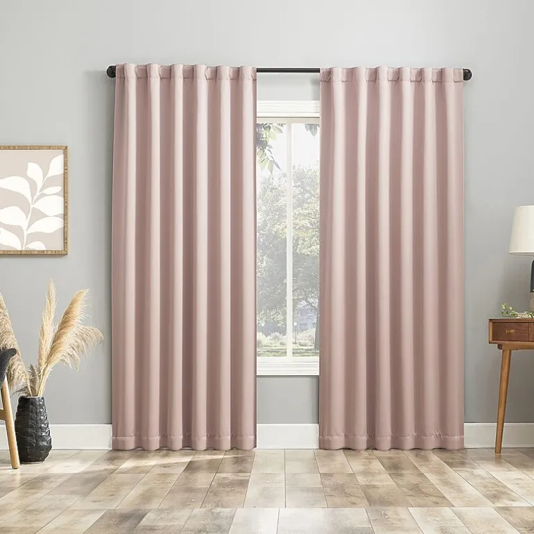 Sun Zero Aria Magnetic Closure Back Tab 100% Blackout Set of 2 Curtain Panel