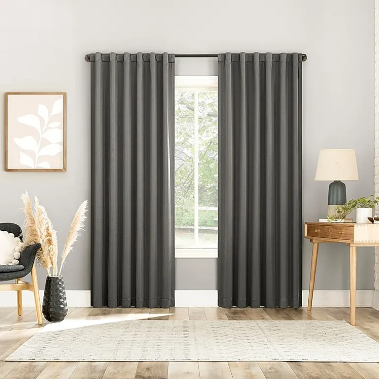 Sun Zero Aria Magnetic Closure Back Tab 100% Blackout Set of 2 Curtain Panel