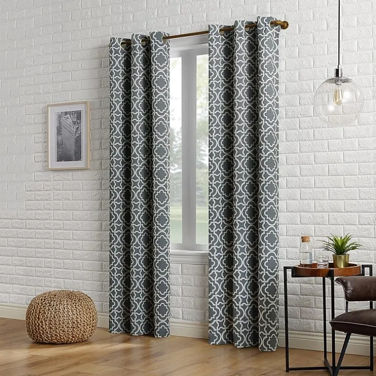 Sun Zero Barnett Trellis Grommet Top Energy Saving Blackout Single Curtain Panel