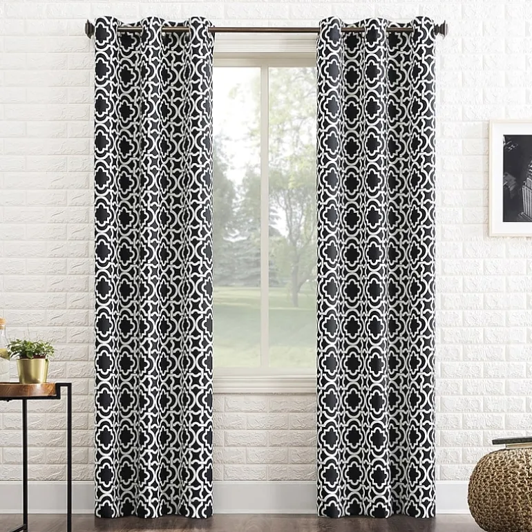 Sun Zero Barnett Trellis Grommet Top Energy Saving Blackout Single Curtain Panel