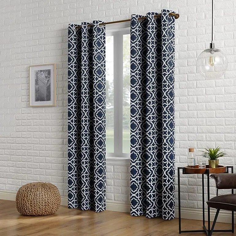 Sun Zero Barnett Trellis Grommet Top Energy Saving Blackout Single Curtain Panel