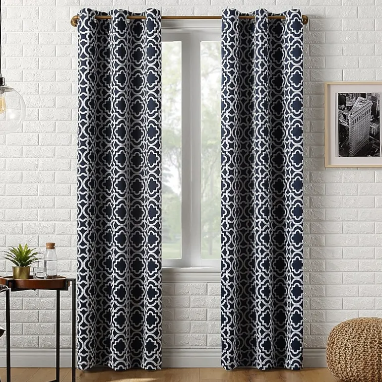 Sun Zero Barnett Trellis Grommet Top Energy Saving Blackout Single Curtain Panel