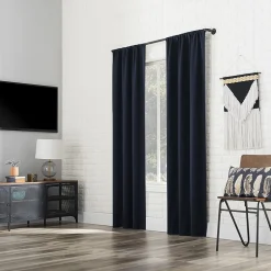 Sun Zero Bergen Rod Pocket 100% Blackout Single Curtain Panel