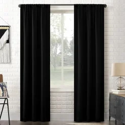 Sun Zero Bergen Rod Pocket 100% Blackout Single Curtain Panel
