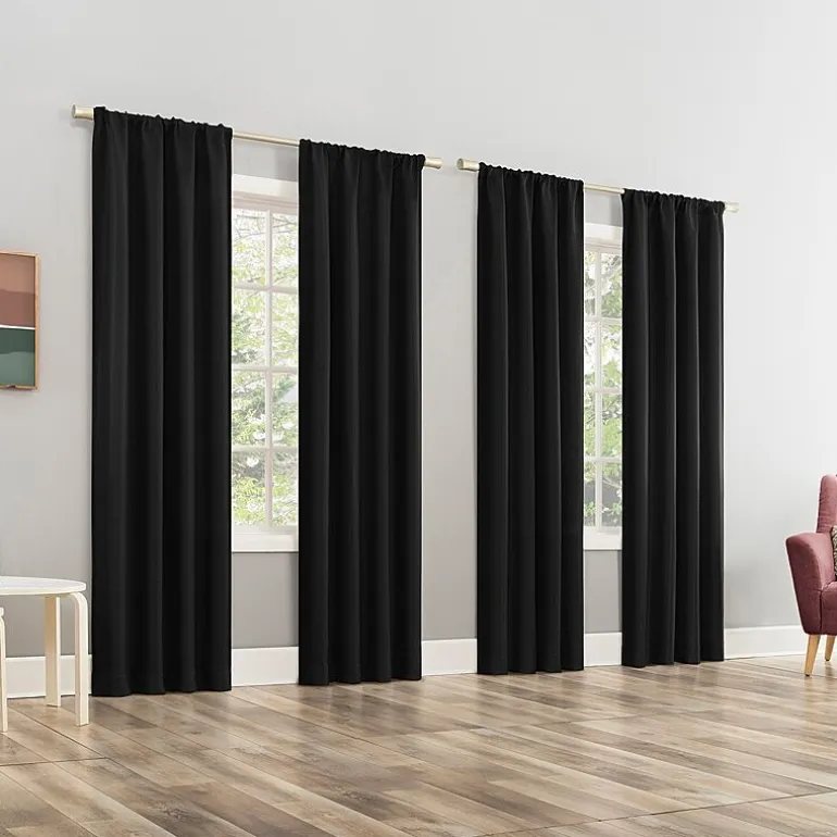 Sun Zero Dasan Rod Pocket Grommet Top Blackout Set of 4 Curtain Panel