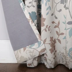 Sun Zero Emory Botanical Print Rod Pocket Energy Saving Light-Filtering Single Curtain Panel