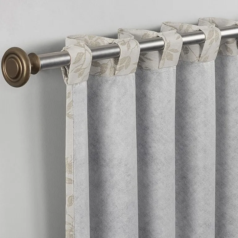 Sun Zero Estelle Foliage Woven Back Tab Light-Filtering Set of 2 Curtain Panel