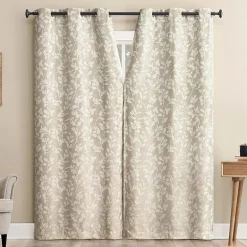 Sun Zero Glynn Gaia Woven Floral Magnetic Closure Grommet Top Energy Saving 100% Blackout Set of 2 Curtain Panel