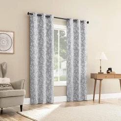 Sun Zero Glynn Gaia Woven Floral Magnetic Closure Grommet Top Energy Saving 100% Blackout Set of 2 Curtain Panel