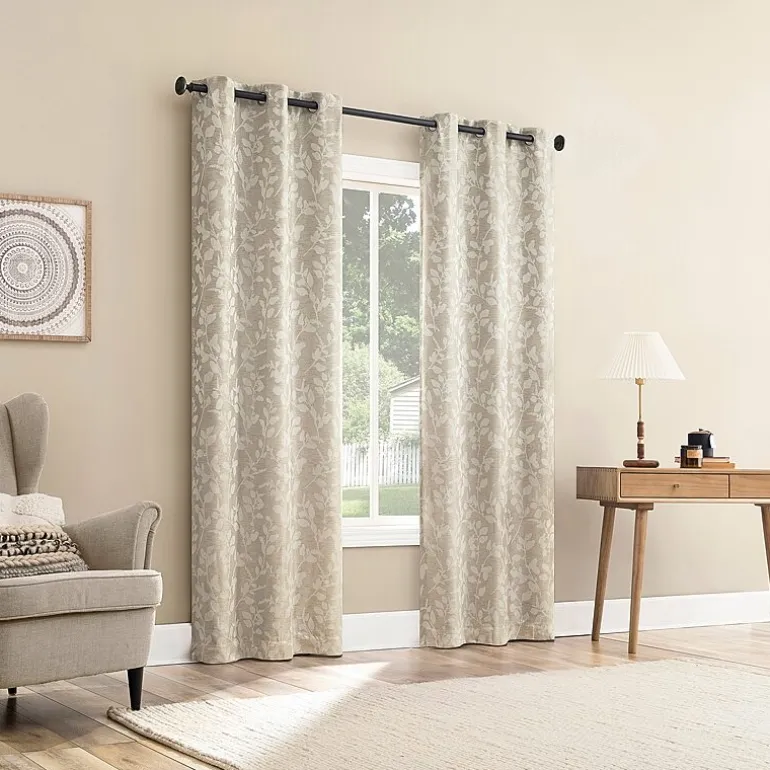 Sun Zero Glynn Gaia Woven Floral Magnetic Closure Grommet Top Energy Saving 100% Blackout Set of 2 Curtain Panel
