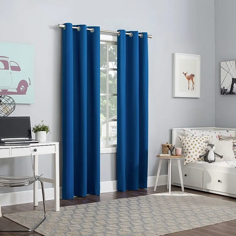 Sun Zero Harper Grommet Top Energy Saving 100% Blackout Single Curtain Panel