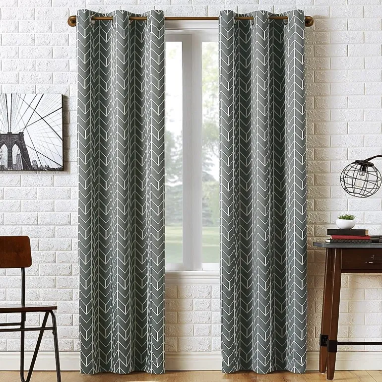 Sun Zero Kenwood Chevron Grommet Top Energy Saving Blackout Single Curtain Panel
