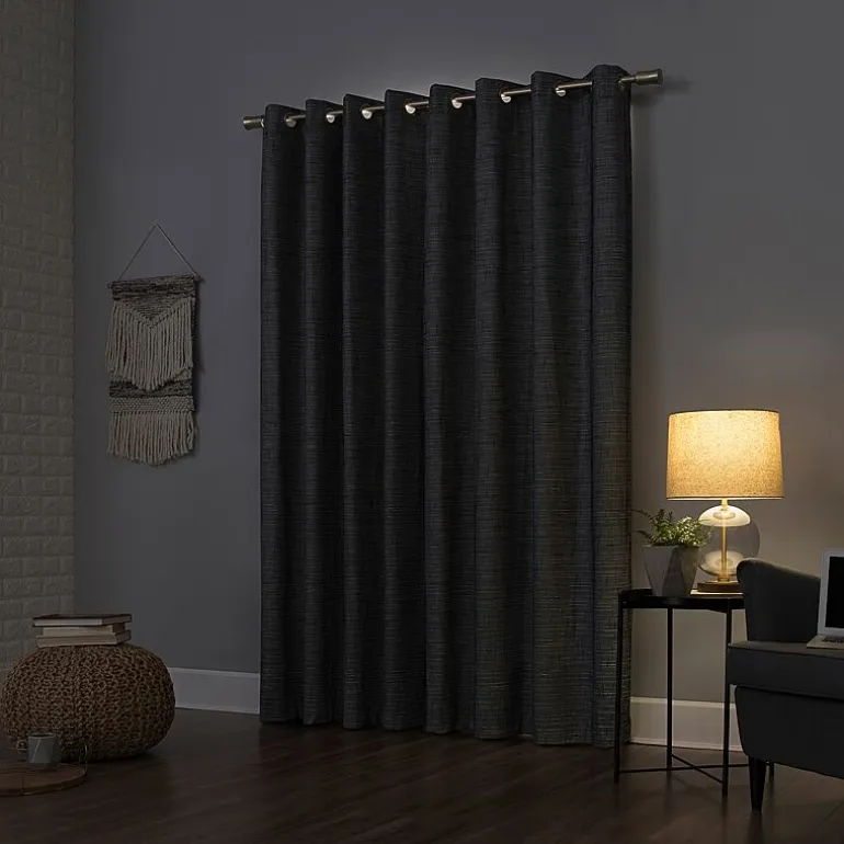 Sun Zero Kline Burlap Weave Thermal Extreme Grommet Top Energy Saving 100% Blackout Single Curtain Panel