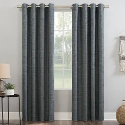 Sun Zero Kline Burlap Weave Thermal Extreme Grommet Top Energy Saving 100% Blackout Single Curtain Panel
