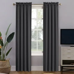 Sun Zero Oslo Rod Pocket Energy Saving 100% Blackout Single Curtain Panel
