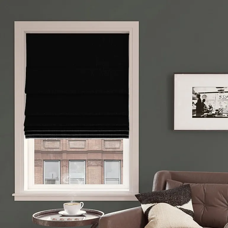 Sun Zero Pryer Energy Saving Cordless 100% Blackout Roman Shade