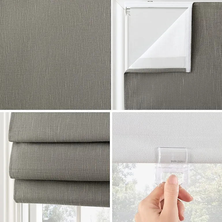 Sun Zero Pryer Energy Saving Cordless 100% Blackout Roman Shade