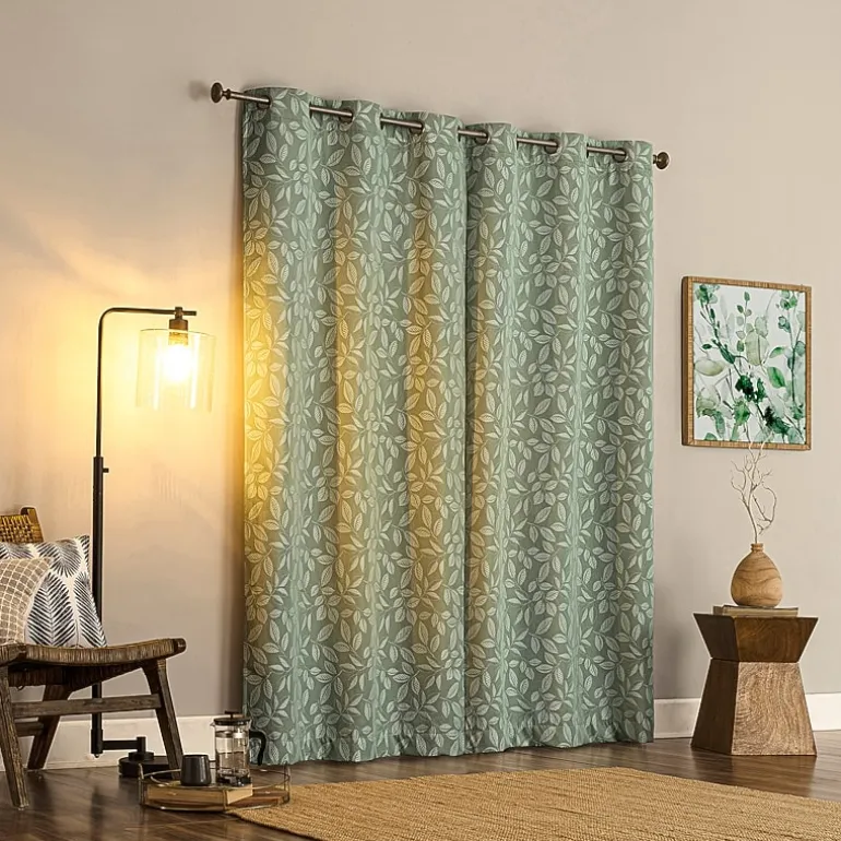 Sun Zero Satti Grommet Top 100% Blackout Single Curtain Panel