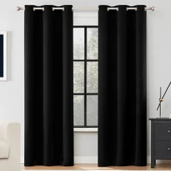 Sun Zero Sheridan Magnetic Closure Grommet Top 100% Blackout Set of 2 Curtain Panel