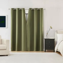 Sun Zero Sheridan Magnetic Closure Grommet Top 100% Blackout Set of 2 Curtain Panel