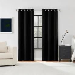 Sun Zero Sheridan Magnetic Closure Grommet Top 100% Blackout Set of 2 Curtain Panel