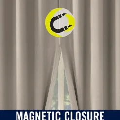 Sun Zero Sheridan Magnetic Closure Grommet Top 100% Blackout Set of 2 Curtain Panel