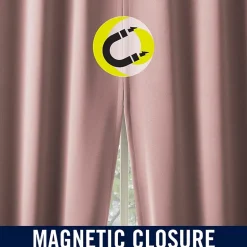 Sun Zero Sheridan Magnetic Closure Grommet Top 100% Blackout Set of 2 Curtain Panel