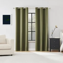Sun Zero Sheridan Magnetic Closure Grommet Top 100% Blackout Set of 2 Curtain Panel