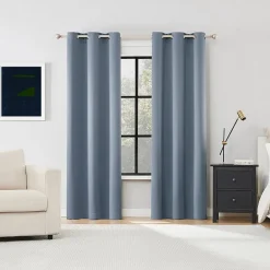 Sun Zero Sheridan Magnetic Closure Grommet Top 100% Blackout Set of 2 Curtain Panel