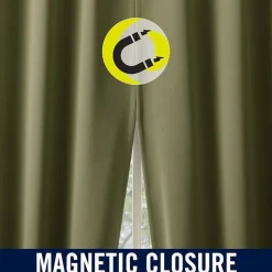 Sun Zero Sheridan Magnetic Closure Grommet Top 100% Blackout Set of 2 Curtain Panel