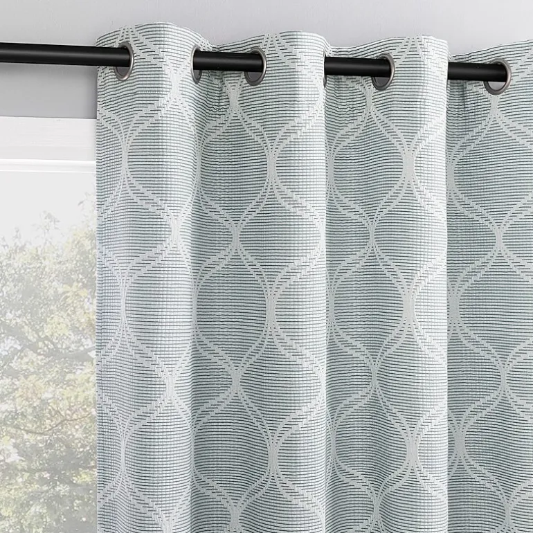 Sun Zero Tikal Woven Ogee Grommet Top Light-Filtering Single Curtain Panel