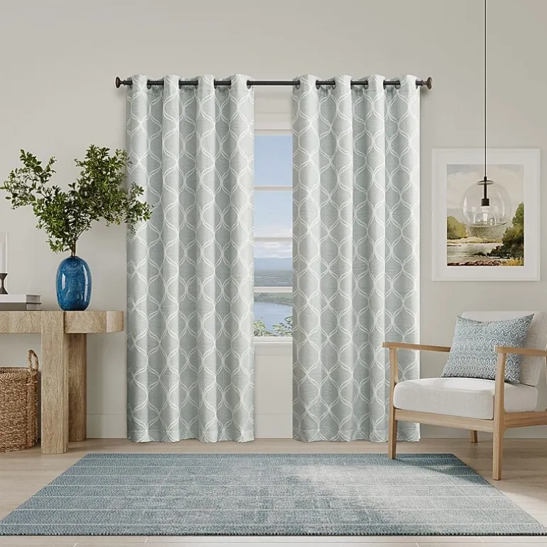 Sun Zero Tikal Woven Ogee Grommet Top Light-Filtering Single Curtain Panel