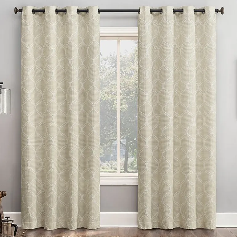 Sun Zero Tikal Woven Ogee Grommet Top Light-Filtering Single Curtain Panel