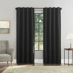 Sun Zero Treviso Back Tab Energy Saving 100% Blackout Single Curtain Panel