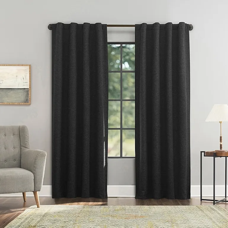 Sun Zero Treviso Back Tab Energy Saving 100% Blackout Single Curtain Panel