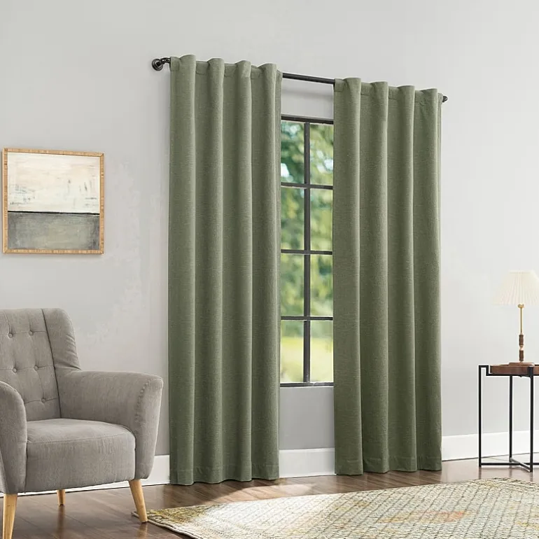 Sun Zero Treviso Back Tab Energy Saving 100% Blackout Single Curtain Panel