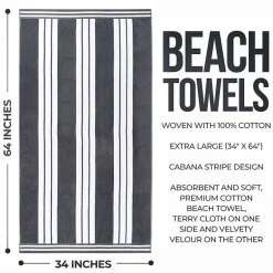 SUPERIOR® Cabana Collection |100% Cotton Quick Dry 2 Piece Beach Towel Set