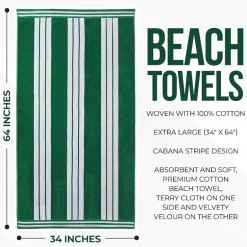 SUPERIOR® Cabana Collection |100% Cotton Quick Dry 2 Piece Beach Towel Set