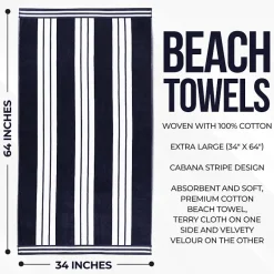 SUPERIOR® Cabana Collection |100% Cotton Quick Dry 2 Piece Beach Towel Set