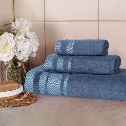 SUPERIOR® Hays Collection | 100% Cotton 3-pc. Quick Dry Solid Bath Towel Set
