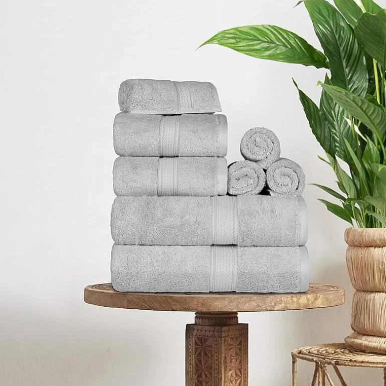 SUPERIOR® Madeline Collection | Plush Egyptian Cotton 8-pc. Quick Dry Solid Bath Towel Set