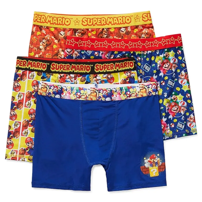 Super Mario Big Kid Boys 4 Pair Boxer Briefs
