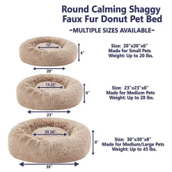 Sweet Home Collection 20in Black Round Calming Faux Fur Donut Pet Bed