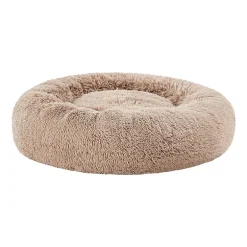 Sweet Home Collection 20in Black Round Calming Faux Fur Donut Pet Bed