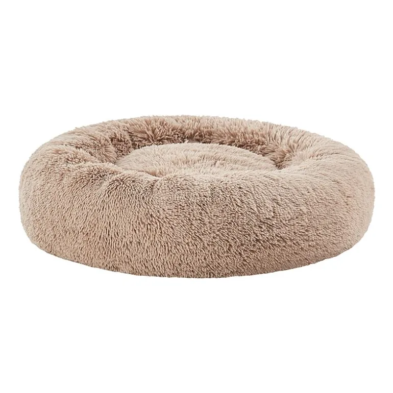 Sweet Home Collection 20in Black Round Calming Faux Fur Donut Pet Bed