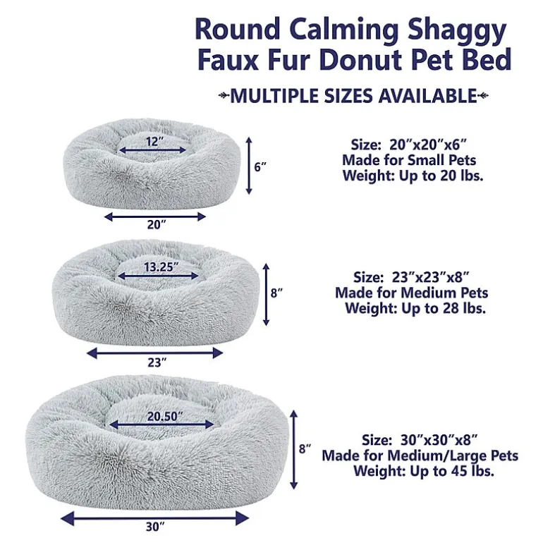 Sweet Home Collection 20in Black Round Calming Faux Fur Donut Pet Bed