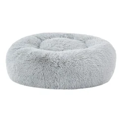 Sweet Home Collection 20in Black Round Calming Faux Fur Donut Pet Bed