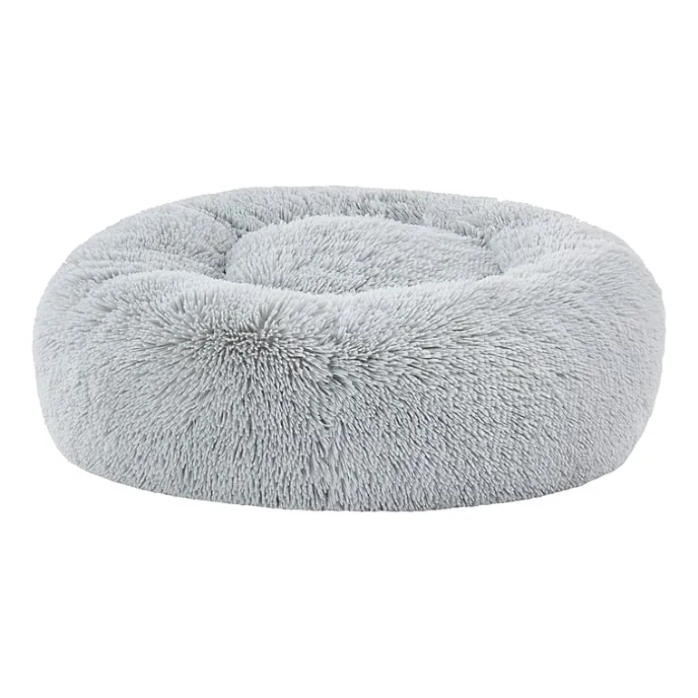 Sweet Home Collection 20in Black Round Calming Faux Fur Donut Pet Bed