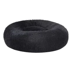 Sweet Home Collection 20in Black Round Calming Faux Fur Donut Pet Bed